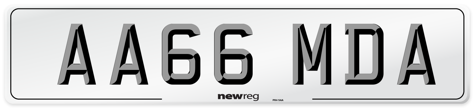AA66 MDA Number Plate from New Reg